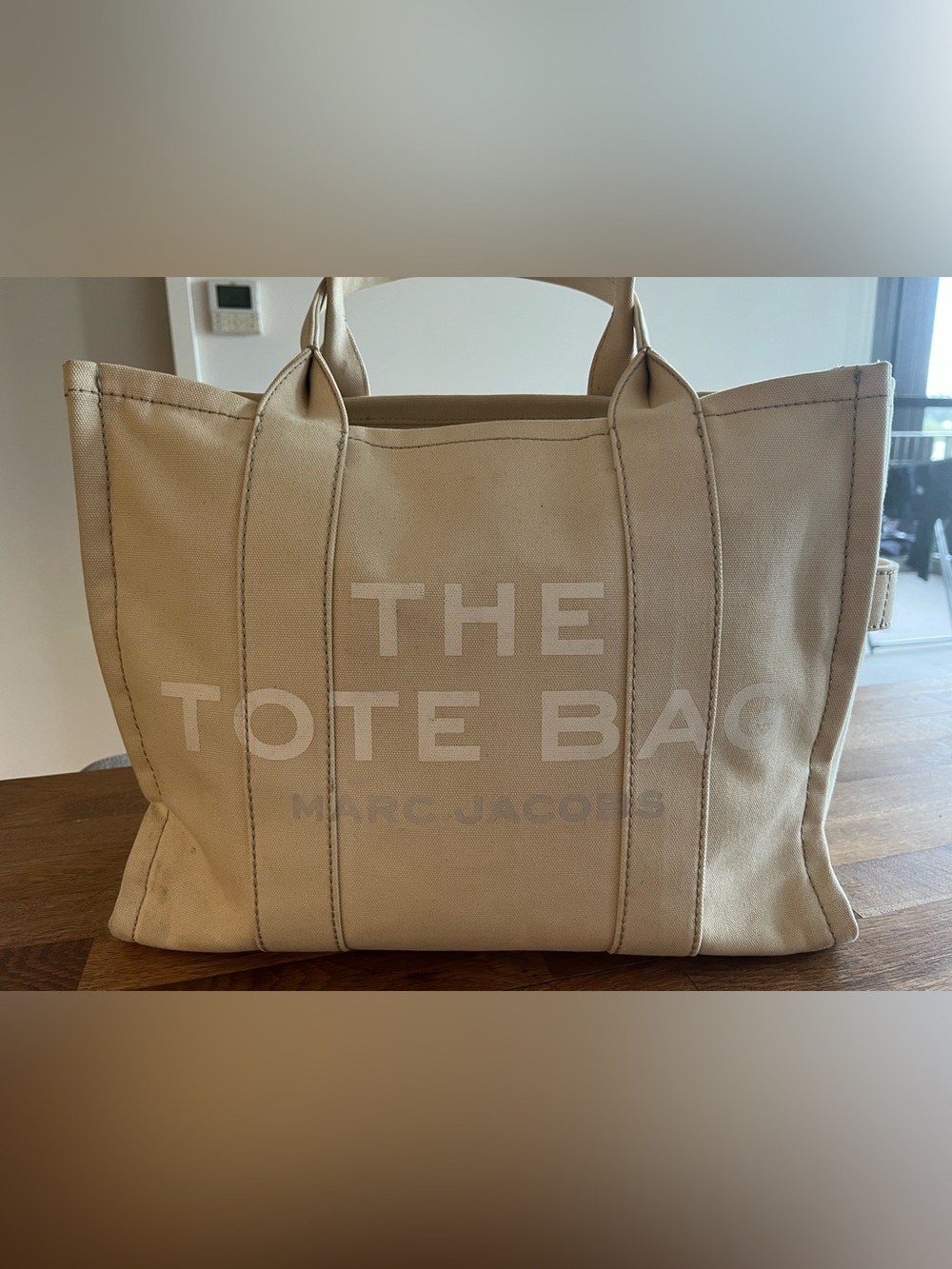 Marc Jacobs Neutral Beige Canvas Tote Large